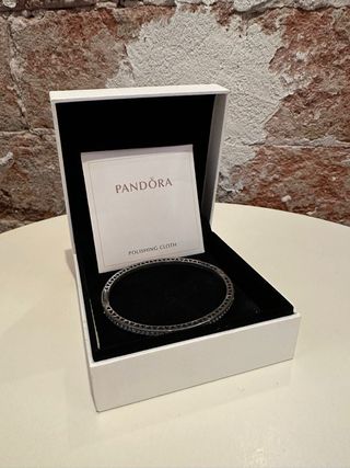 Pandora silver bangle with Hearts Orchid Enamel