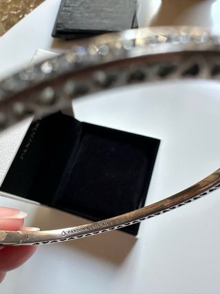 Pandora silver bangle with Hearts Orchid Enamel