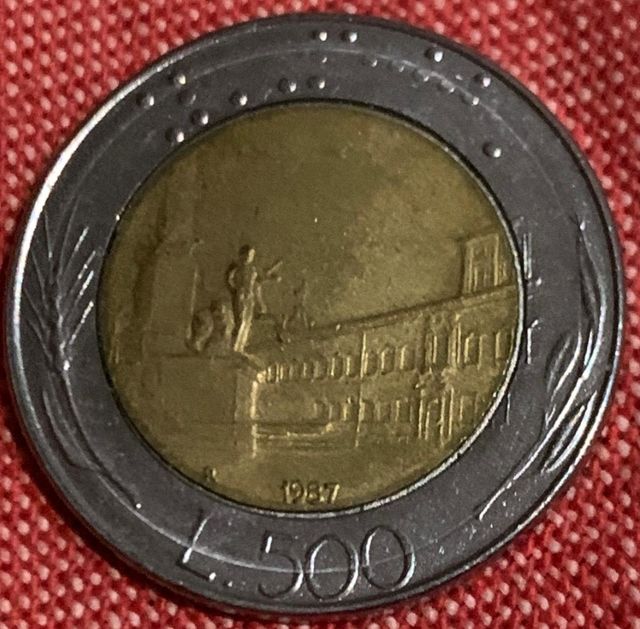 Moneta 500 lire 1987 con errore di conio