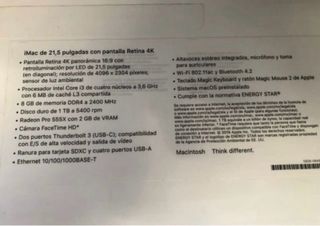 iMac 21.4” pantalla retina 4k