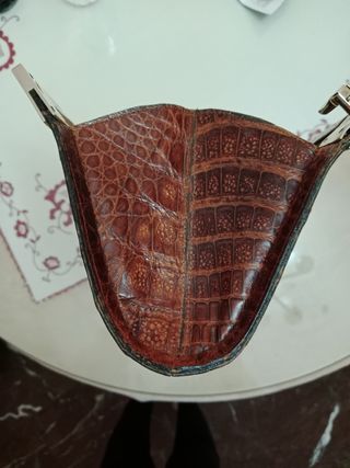 Bolso vintage  de auténtica  piel de cocodrilo