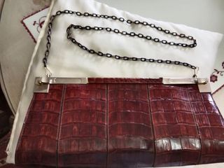 Bolso vintage  de auténtica  piel de cocodrilo