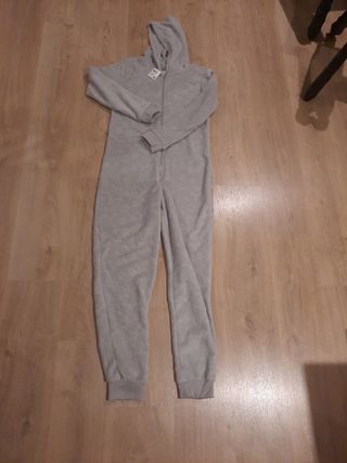 Pijama entero gris cremallera capucha