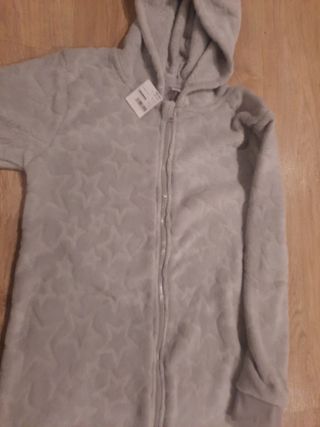 Pijama entero gris cremallera capucha