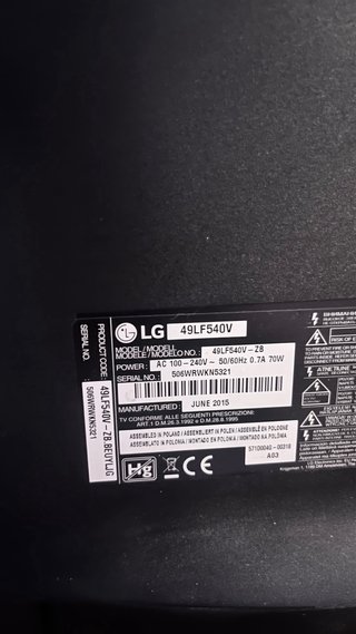 TV LG 49 pulgadas, modelo 49LF540V