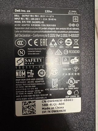 Cargador o cable de corriente Dell/Alienware 