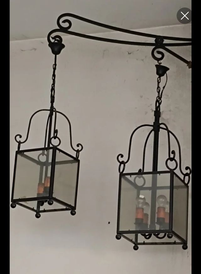 Lampara farol de forja negro