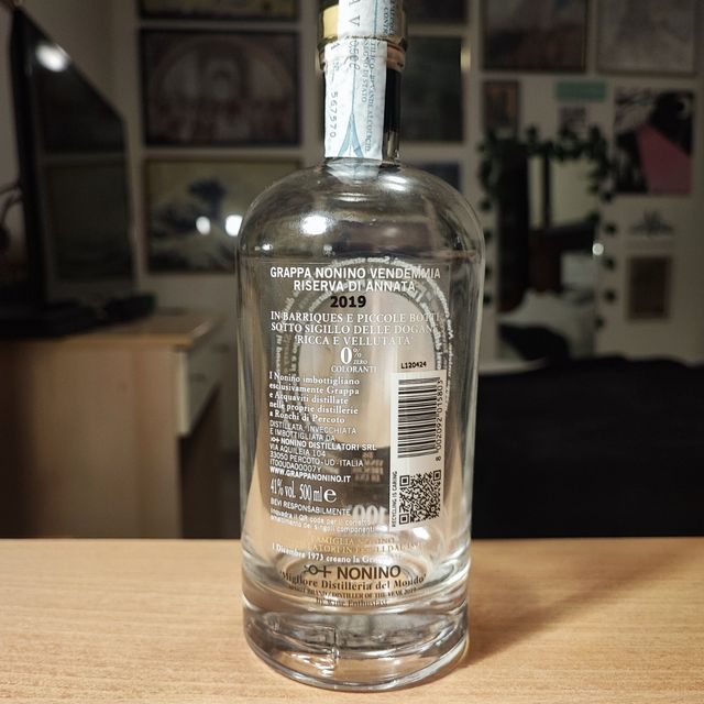 Bottiglia vuota Grappa Nonino Riserva