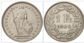 moneta 1 franco svizzera 1969
