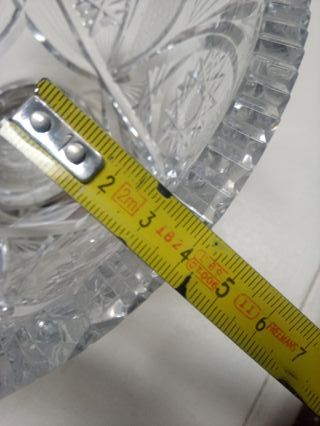 CENTRO DE MESA DE CRISTAL Y BASE DE PLATA