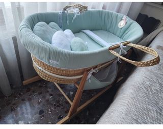 Moisés de palma verde MINT. Cuco unisex como NUEVO