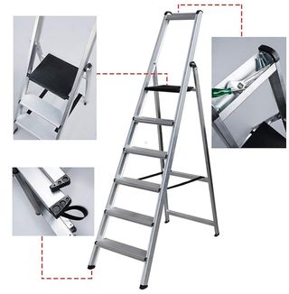 Escalera de Aluminio de Tijera Plegable,6 peldaños