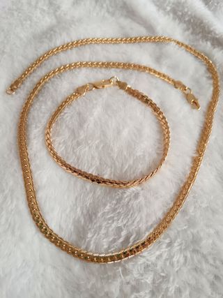 Cadena cubana 45 o 53 cm hombre y pulsera 20 oro
