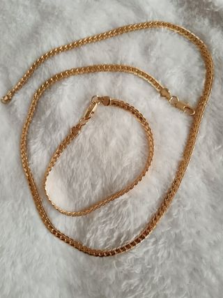 Cadena cubana 45 o 53 cm hombre y pulsera 20 oro