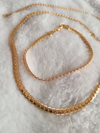 Cadena cubana 45 o 53 cm hombre y pulsera 20 oro