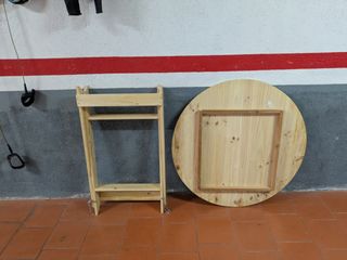 mesa redonda plegable madera pino