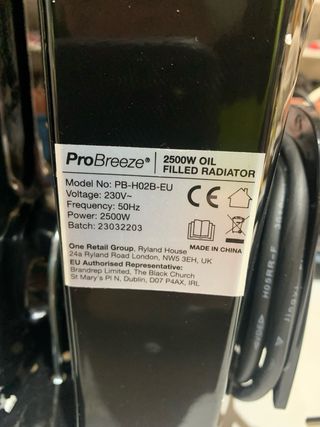 Pro Breeze Radiador de 2500W