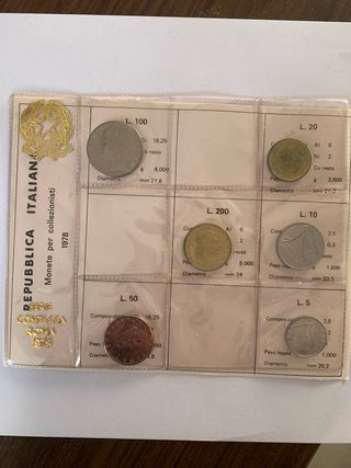 Monete divisionale lira italiane anno 1978