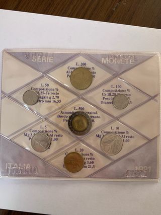 Monete in lire italiane anno 1991