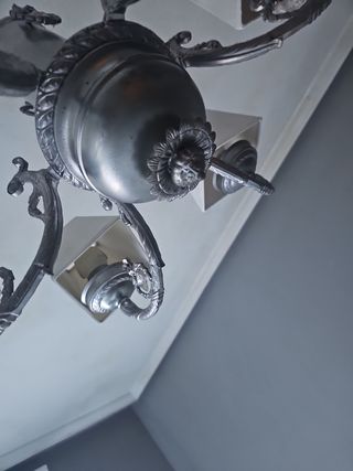 Lampara de Bronce 6 brazos en plata