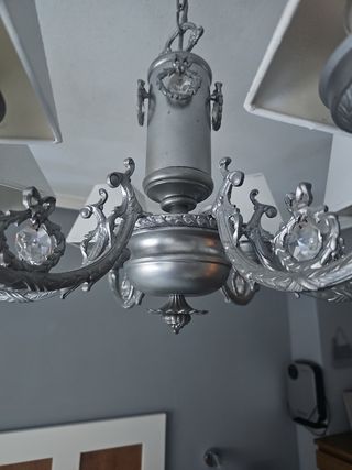 Lampara de Bronce 6 brazos en plata