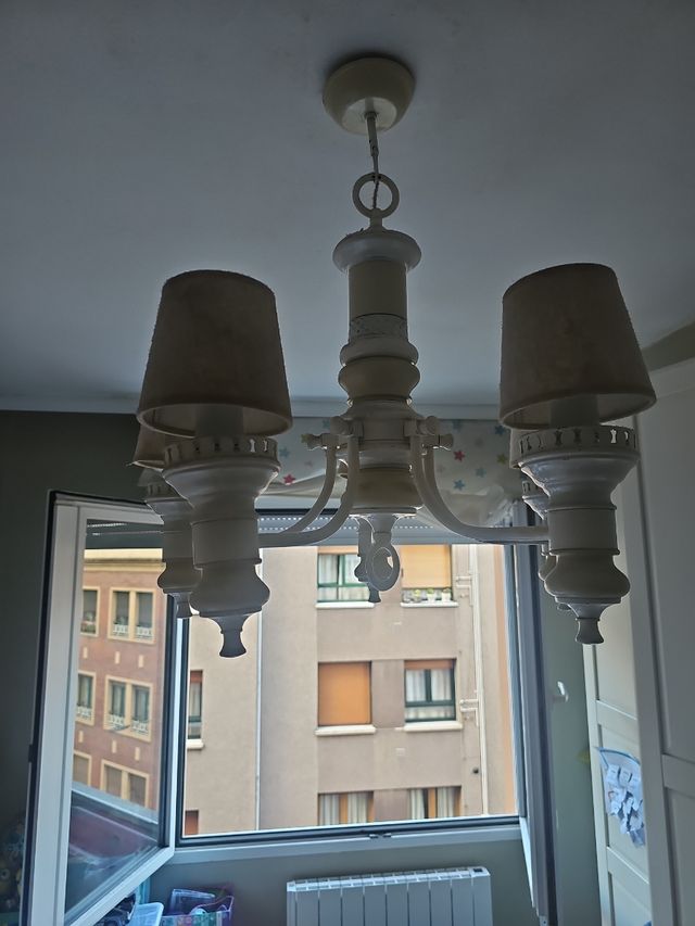 Lampara habitacion madera y metal