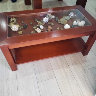 Mesa abatible madera maciza con cristal