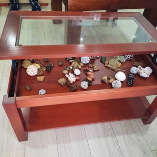 Mesa abatible madera maciza con cristal