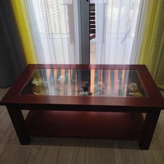 Mesa abatible madera maciza con cristal