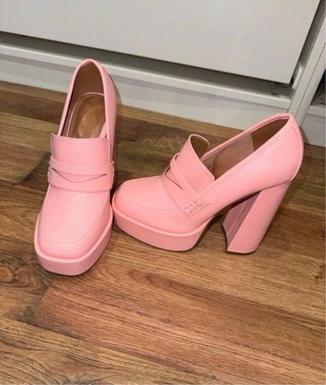 Mocasin rosa tacon y plataforma 38