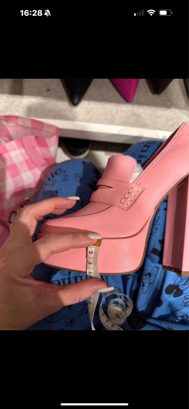 Mocasin rosa tacon y plataforma 38