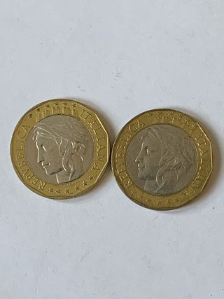 2 monete 1000 lire 1997 1998