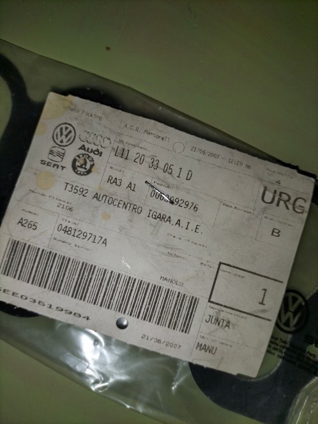 Junta colector admisión golf 3 