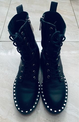 Botas botín motero Zara 38 piel natural