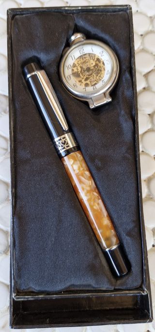 Estuche de Pluma y reloj vintage