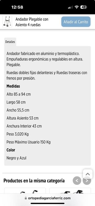 Andador plegable con asiento de 4 Ruedas