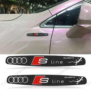 2 x Emblema Logo Sline Audi Quattro lateral negro