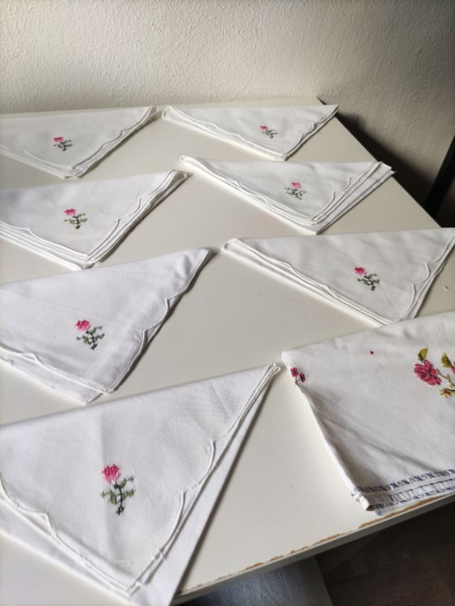 8 servilletas pañuelos bordados