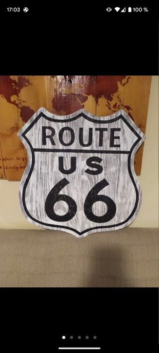 Cartel ruta 66 en madera