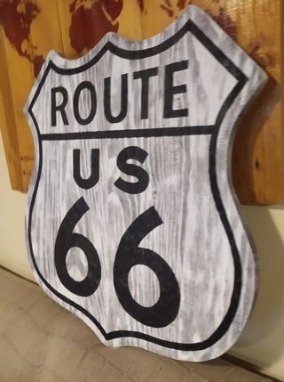 Cartel ruta 66 en madera
