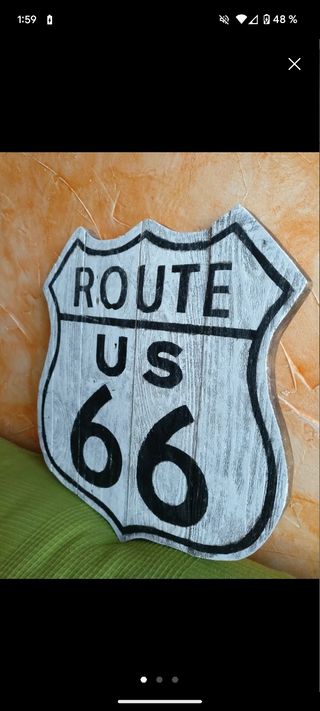 Cartel ruta 66 en madera
