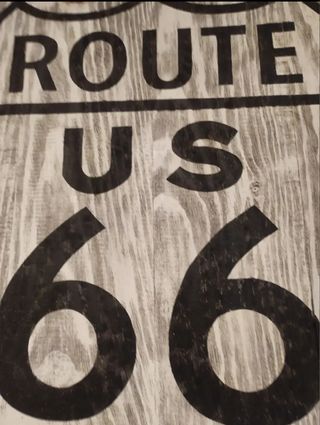 Cartel ruta 66 en madera