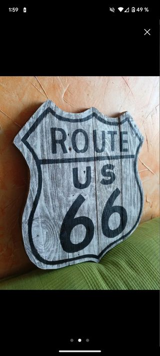 Cartel ruta 66 en madera