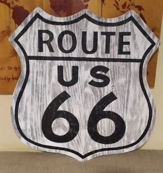 Cartel ruta 66 en madera