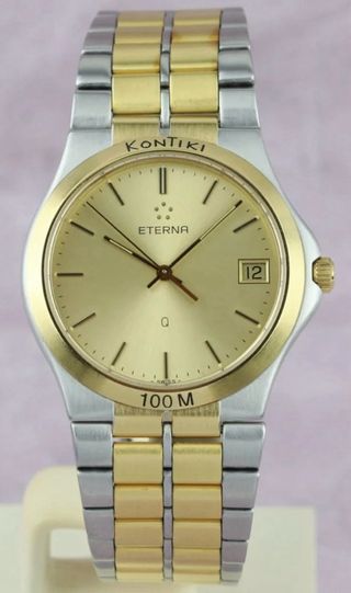 RELOJ ETERNE SUIZO chapado oro Y ACERO PARA HOMBRE