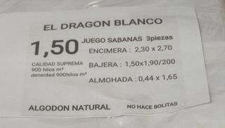 1,50.juego sábanas  ALGODON