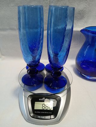 Set brocca e 4 calici  vetro soffiato 