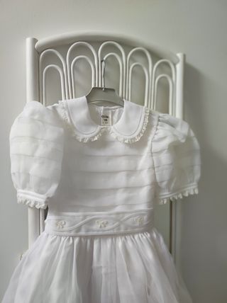 VESTIDO COMUNIÓN con alforcillas y encaj