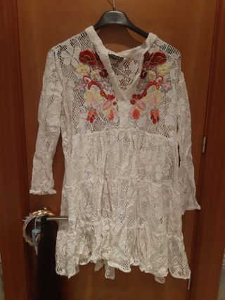 blusa blanca encaje bordados talla unica