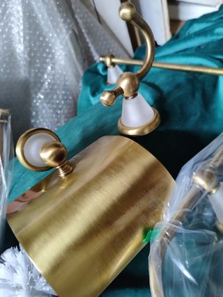 Juego accesorios baño bronce y cristal  nuevo